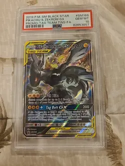 Pokemon Pikachu & Zekrom GX SM168 Sun And Moon Promo Holo Psa 10 - Image 1