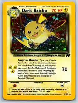 Dark Raichu - Team Rocket 83/82 Holo Secret Rare Pokemon Card NM - Image 1