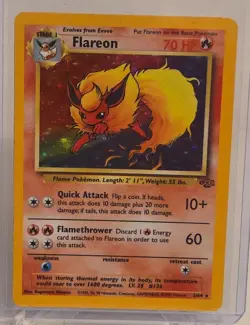 Pokemon TCG Flareon Rare Holo Card #3/64 Jungle - Image 1
