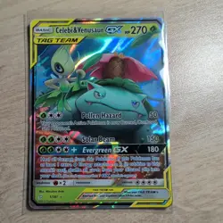 NM! Celebi & Venusaur GX (1/181) S&M Tag Team Team Up Ultra Rare Pokemon Card! - Image 1