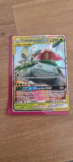 Celebi & Venusaur GX - 1/181 - Tag Team - Team Up - Pokemon Card - NM/M - Image 2