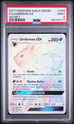 2017 POKEMON SUN & MOON SECRET #154 FULL ART/UMBREON GX PSA 9 - Image 1