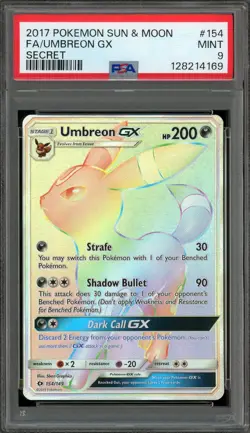 2017 Pokemon Sun And Moon Base #154 Umbreon Gx Full Art Secret Rare PSA 9 Mint - Image 1