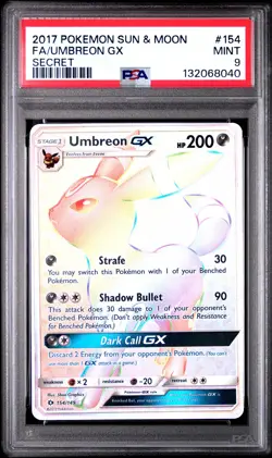 2017 POKEMON SUN & MOON SECRET #154 FULL ART/UMBREON GX PSA 9 - Image 1
