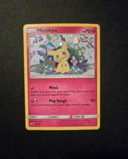 Pokemon TCG - Mimikyu SM163 Black Star Promo Holo RARE Card w/ Swirl - NM - Image 1
