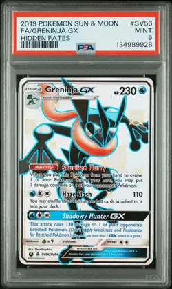 2019 POKEMON SUN & MOON HIDDEN FATES #SV56 FULL ART/GRENINJA GX PSA 9 - Image 1