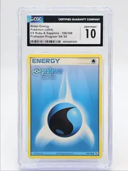 WATER ENERGY 2004 POKEMON RUBY SAPPHIRE PROFESSOR PROGRAM 106/109 CGC 10 Q5986 - Image 1