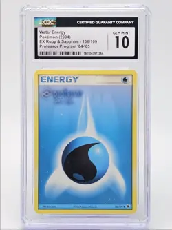 WATER ENERGY 2004 POKEMON PROFESSOR PROGRAM EX RUBY & SAPPHIRE 106/109 CGC 10 - Image 1