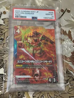 PSA 10 Japanese Gundam Card Unicorn Gundam Rare+ 2025 GD01-005 R+ Gem Mint - Image 1