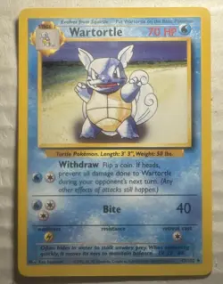 Pokemon TCG Wartortle Base Set Unlimited Uncommon Card 42/102 LP - Image 1