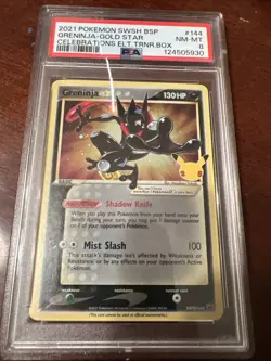 Pokemon TCG Celebrations Greninja Gold Star Promo Card SWSH144 PSA 8 - Image 1