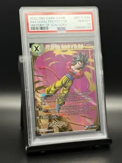 2022 DBS CARD GAME HISTORY OF SON GOKU #BT11-034 SS4 GOKU, PROTECTOR PSA 10 - Image 1