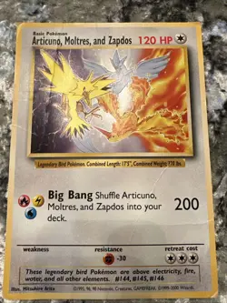 Pokemon Jumbo Promo Card Articuno, Moltres Zapdos OG 1999-2000 Ungraded - Image 1