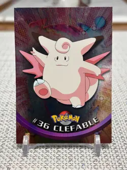 1999 Topps Pokemon Series 1 #36 Clefable (Sunrays Foil) TV Animation Blue LP - Image 1