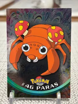1999 Topps Pokemon Series 1 #46 Paras (Sunrays Foil) TV Animation Blue LP - Image 1