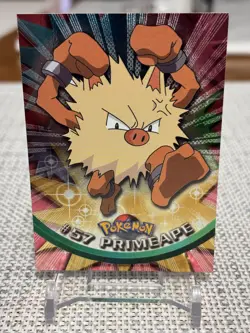 1999 Topps Pokemon Series 1 #57 Primeape (Sunrays Foil) TV Animation Black NM - Image 1
