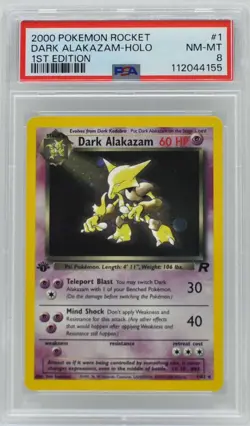 Pokemon 1st Edition Dark Alakazam Holo 1/82 Team Rocket PSA 8 NM/Mint - Image 3