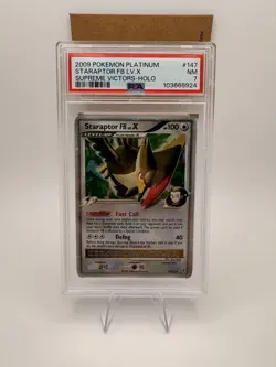 2009 Pokemon Platinum Supreme Victors #147 Staraptor FB LV.X-Holo PSA 7 NM - Image 1