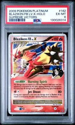 2009 POKEMON PLATINUM SUPREME VICTORS #142 BLAZIKEN FB LV.X-HOLO PSA 6 - Image 1