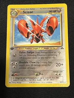 Pokemon TCG Scizor Neo Discovery 29/75 Rare 1st Edition LP - Image 1