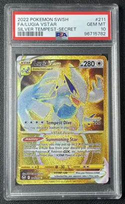 FA LUGIA VSTAR PSA 10 2022 POKEMON SWSH SILVER TEMPEST #211/195 SECRET RARE 782 - Image 1