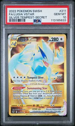 PSA 10 Lugia VStar Full Art Secret Rare Gold #211/195 Pokemon Silver Tempest - Image 1