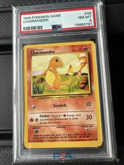 Pokemon TCG Charmander Base Set Card 46/102 PSA 8 Near Mint - Image 1