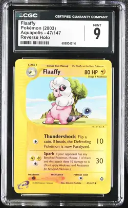 CGC 9 MINT Flaaffy 2003 Aquapolis 47/147 Reverse Holo Pokemon Card - Image 1