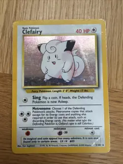 Pokemon TCG Clefairy Base Set Holo Unlimited Rare Card 5/102 - Image 1