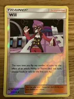 Will Trainer Pokemon Card 208/236 Rev Holo- Used Sun & Moon/Cosmic Eclipse Set - Image 1