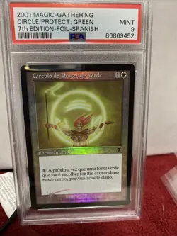 Circle of Protection Green FOIL 7th Edition Spanish MTG PSA 9 Mint Pop 1 - Image 1