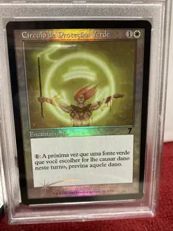 Circle of Protection Green FOIL 7th Edition Spanish MTG PSA 9 Mint Pop 1 - Image 2