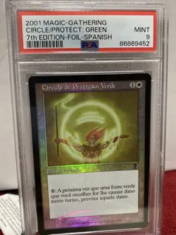 Circle of Protection Green FOIL 7th Edition Spanish MTG PSA 9 Mint Pop 1 - Image 3