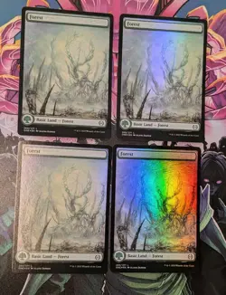 MTG 4 x * FOIL FULL ART * Phyrexia: All will be One FOREST NM - Image 1