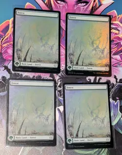MTG 4 x * FOIL FULL ART * Phyrexia: All will be One FOREST NM - Image 2
