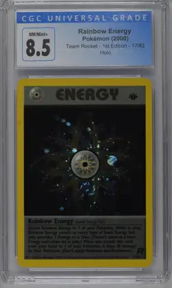 Rainbow Energy Pokemon 2000 Team Rocket 1st Edition 17/82 Holo CGC 8.5 - Image 1