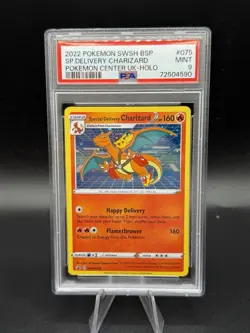 2022 POKEMON SWSH BLACK STAR PROMO #075 SPECIAL DELIVERY CHARIZARD-HOLO PSA 9 - Image 1