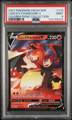 2021 POKEMON SWSH BLACK STAR PROMO CELEBRATIONS COLL LANCE'S CHARIZARD V PSA 9 - Image 1