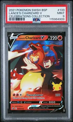 2021 Pokemon Lance's Charizard V Celebrations #133 Black Star Promo Mint PSA 9 - Image 1