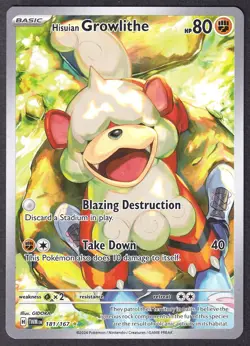 POKEMON TCG HISUIAN GROWLITHE 181/167 TWILIGHT MASQUERADE ILLUSTRATION RARE NM - Image 1