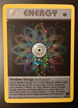 Pokemon Rainbow Energy 17/82 Team Rocket 1st Edition Holo - LP w/Swirl! - Image 1