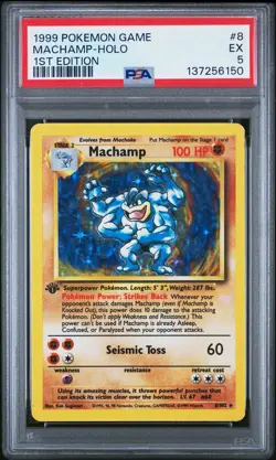 1999 POKEMON BASE SET 1ST EDITION #8 MACHAMP-HOLO PSA 5 - Image 1