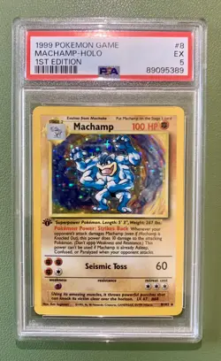POKEMON BASE SET 1ST EDITION HOLO #8 MACHAMP PSA 5 1999 WOTC VINTAGE - Image 1