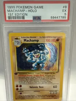 1999 Pokemon Base Set Holo 1st Edition Machamp 8/102 PSA 5 - Image 2