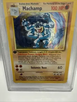 1999 Pokemon Base Set Holo 1st Edition Machamp 8/102 PSA 5 - Image 3