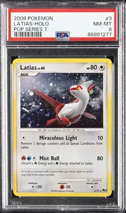 2008 POKEMON POP SER 7 #3 LATIAS-HOLO PSA 8 - Image 1