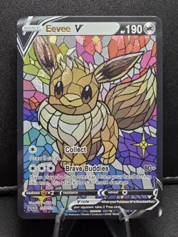 Eevee CUSTOM Stained Glass Holo Van Gogh Shiny Card For Display Only - Image 1