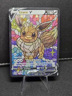 Eevee CUSTOM Stained Glass Holo Van Gogh Shiny Card For Display Only - Image 2