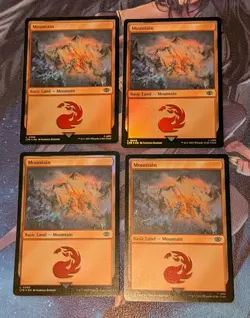 MTG 4 x *FOIL * Lord Of The Rings MOUNTAIN #268 NM - Image 1