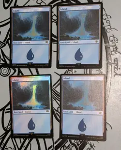 MTG 4 x *FOIL * Lord Of The Rings ISLAND #265 NM - Image 2